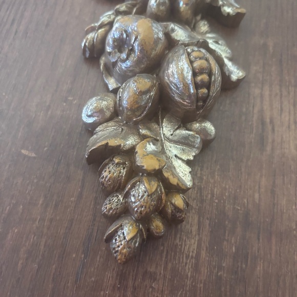 2 Vintage Hollywood Regency Gilded Wall Decor Plaque Syroco Wood Fruits 50's MCM - Picture 2 of 8